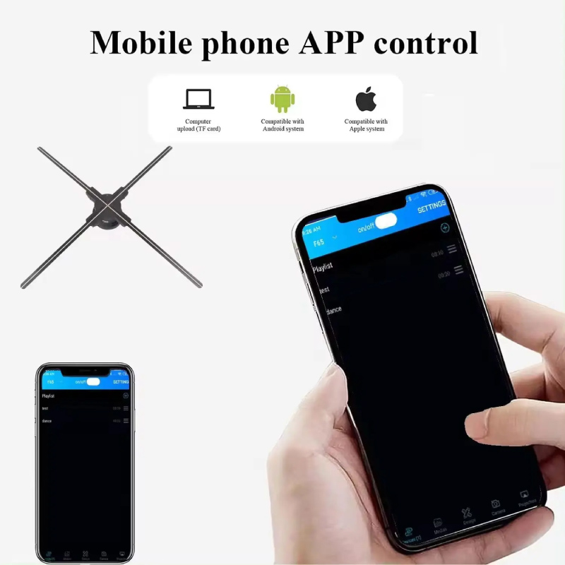 Quat Den Led 3d Hologram F52 10